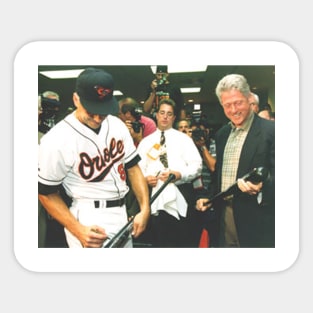 President Bill Clinton with Cal Ripken Sticker